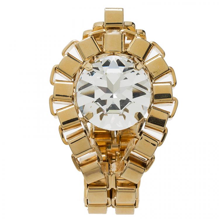 Pre Owned Mawi Crystal Diamond Gold Tone Bracelet