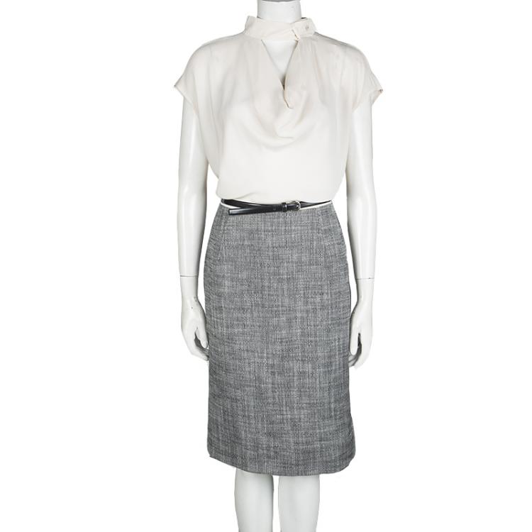 Pre Owned Max Mara Colorblock Cowl Neck Cap Sleeve Belted Dress M
