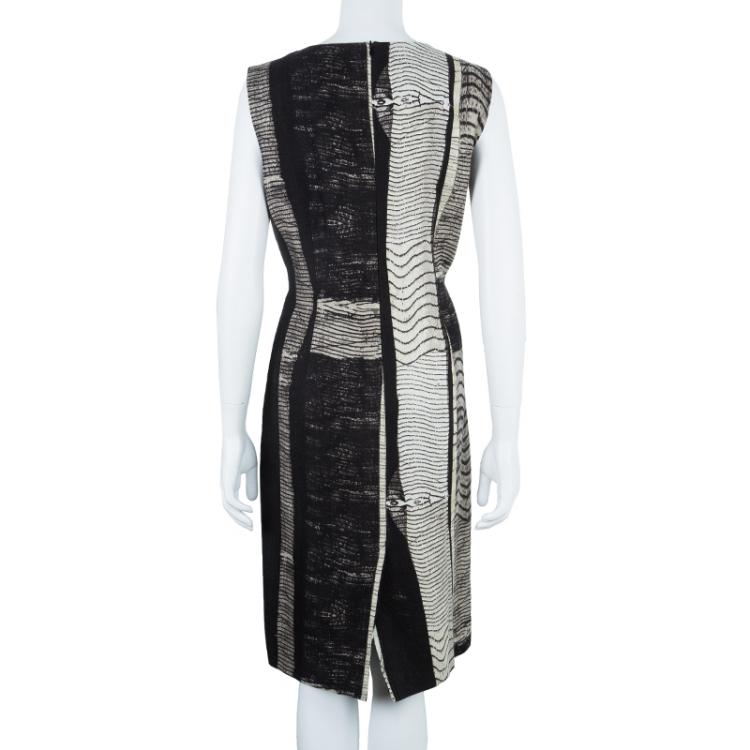 Pre Owned Max Mara Monochrome Print Shift Dress L