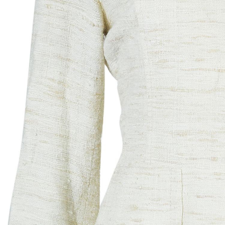 Pre Owned Max Mara Beige Textured Pant Suit S