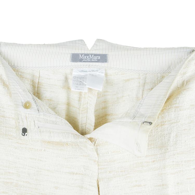 Pre Owned Max Mara Beige Textured Pant Suit S