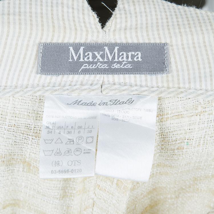 Pre Owned Max Mara Beige Textured Pant Suit S