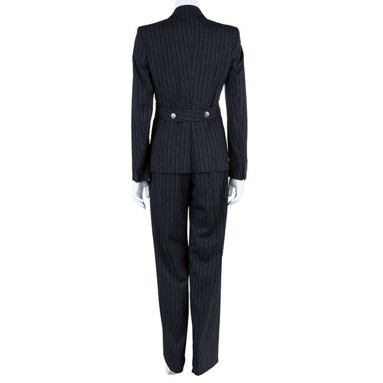 Pre Owned Max Mara Black Pinstripe Pant Suit S