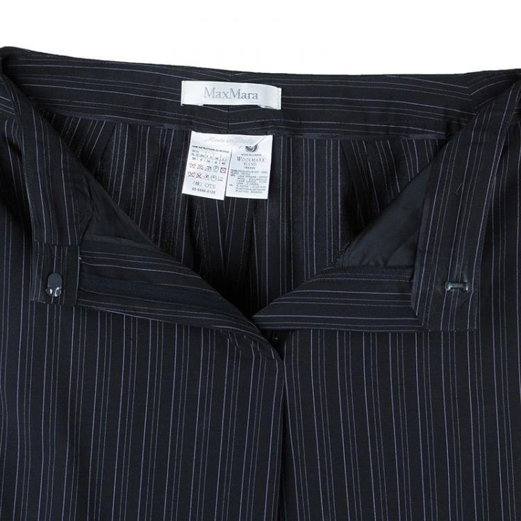 Pre Owned Max Mara Black Pinstripe Pant Suit S