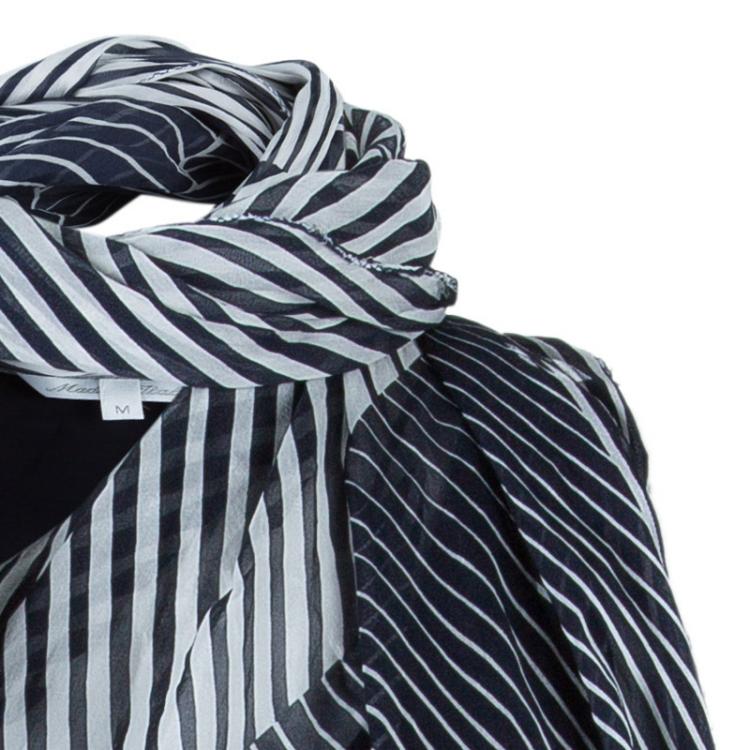 Pre Owned Max Mara Monochrome Print Draped Top M