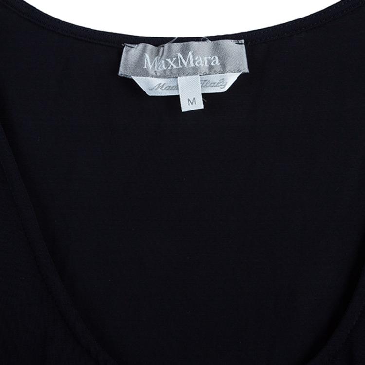 Pre Owned Max Mara Monochrome Print Draped Top M