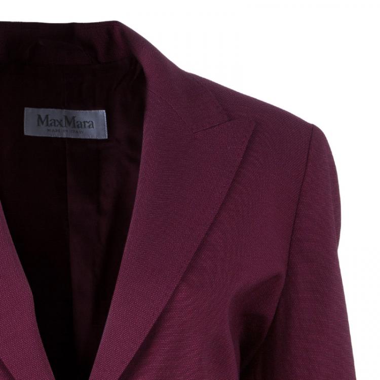 Pre Owned Max Mara Maroon Tailored Blazer L