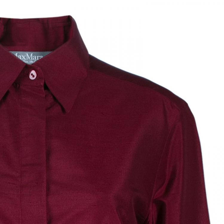 Pre Owned Max Mara Plum Button Down Silk Shirt M
