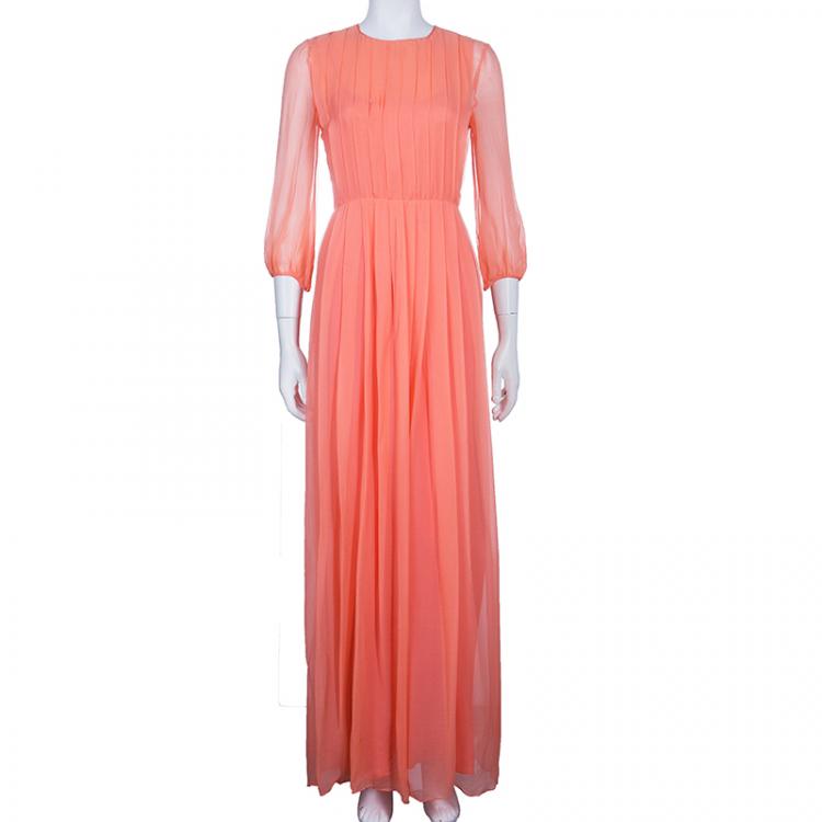 Pre Owned Max Mara Salmon Pink Chiffon Dress XS