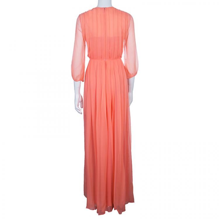 Pre Owned Max Mara Salmon Pink Chiffon Dress XS