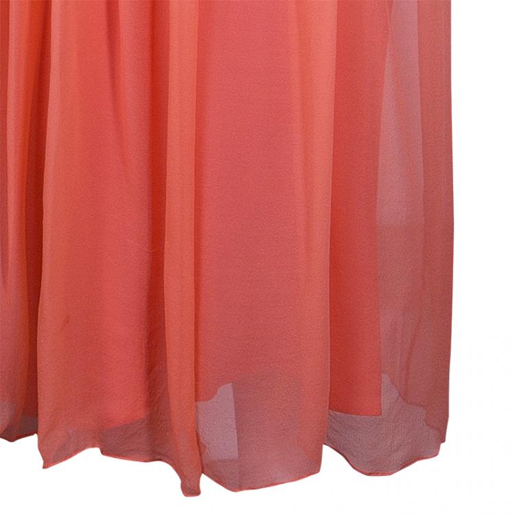 Pre Owned Max Mara Salmon Pink Chiffon Dress XS