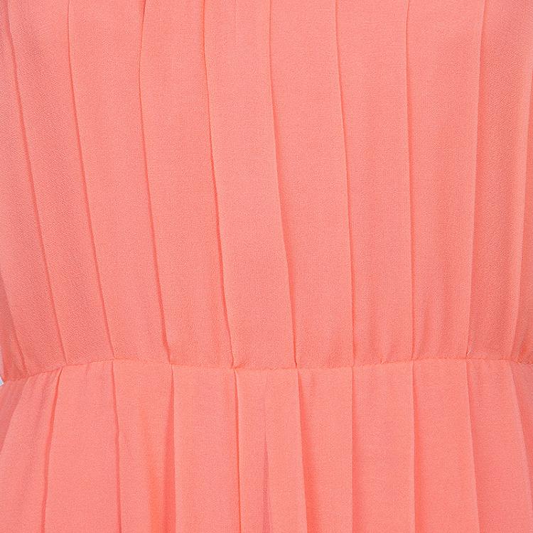 Pre Owned Max Mara Salmon Pink Chiffon Dress XS
