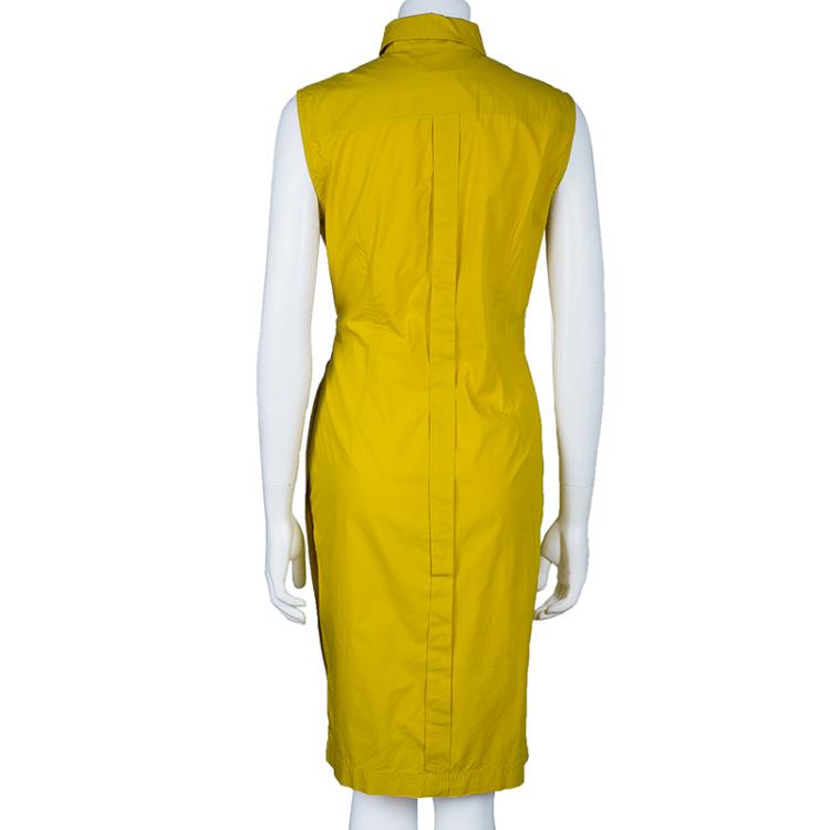 Pre Owned Max Mara Yellow Pleated Dress M