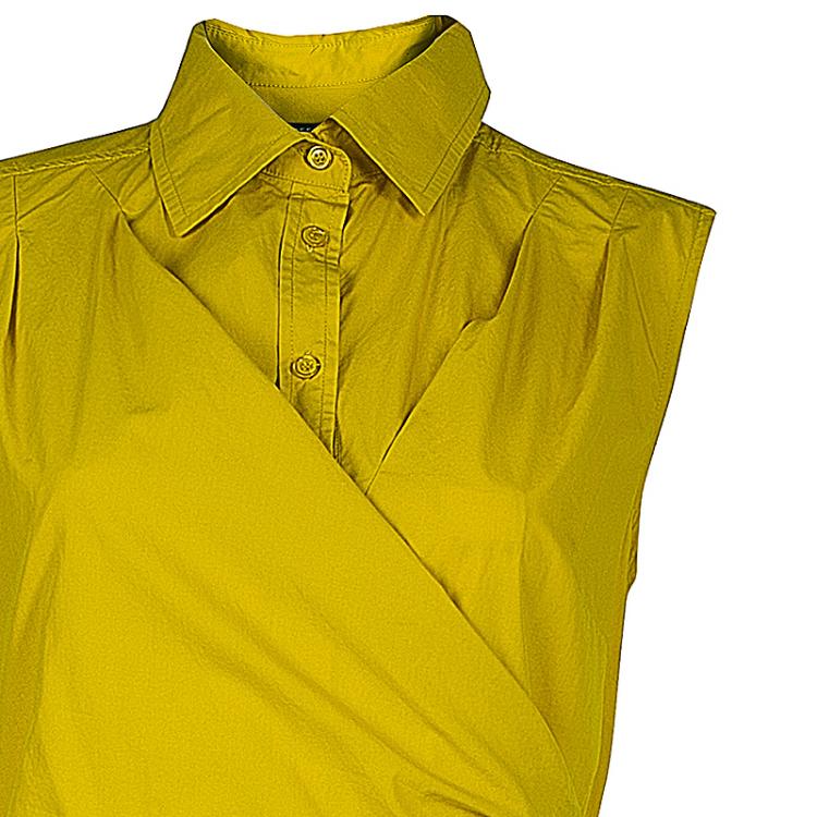 Pre Owned Max Mara Yellow Pleated Dress M