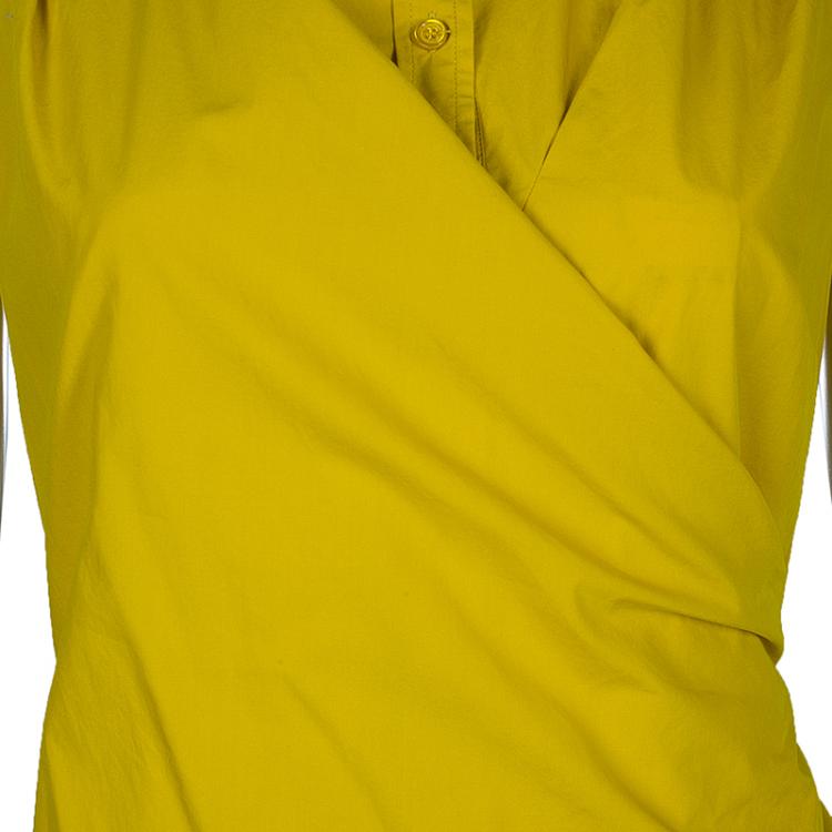 Pre Owned Max Mara Yellow Pleated Dress M