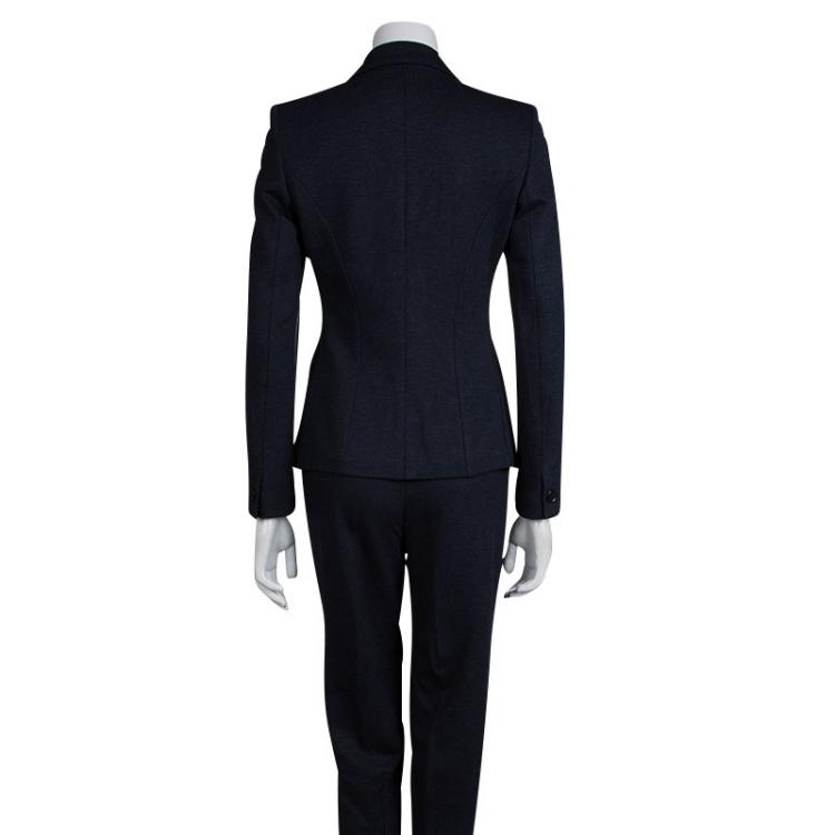 Pre Owned Max Mara Navy Blue Knit Pant Suit S