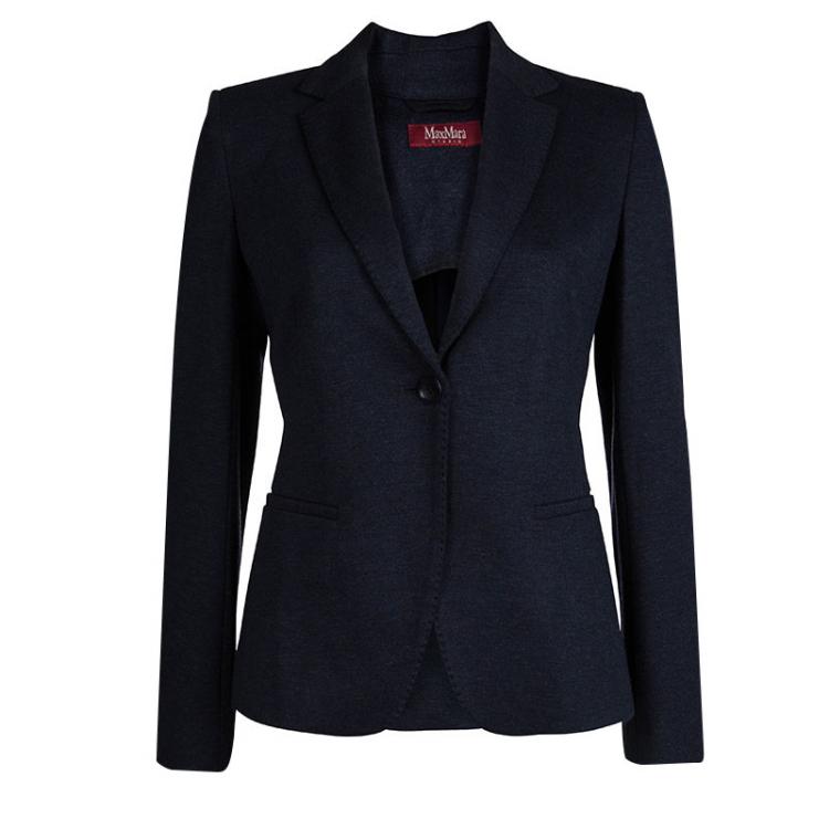 Pre Owned Max Mara Navy Blue Knit Pant Suit S