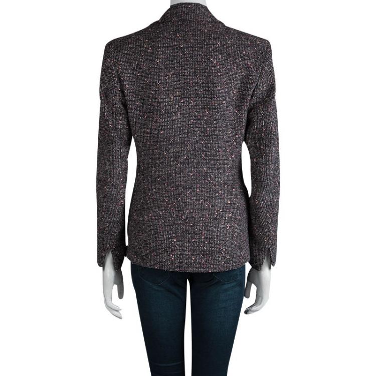 Pre Owned Max Mara Multicolor Textured Wool Blazer S
