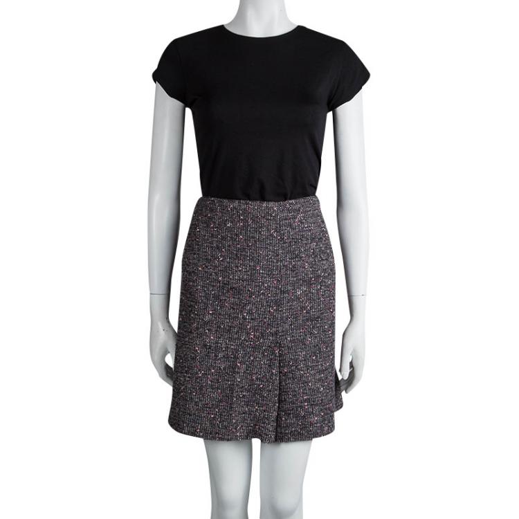 Pre Owned Max Mara Multicolor Textured Wool Skirt S