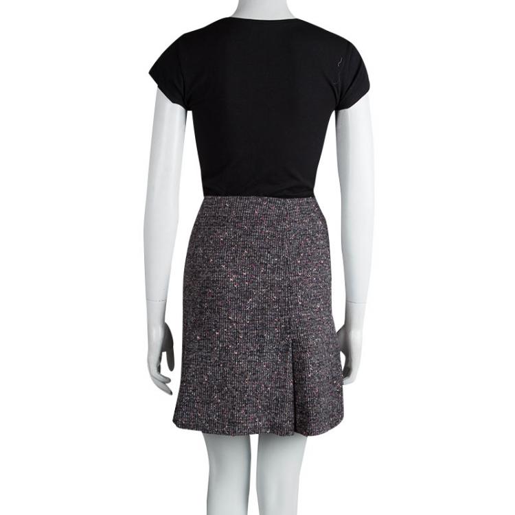 Pre Owned Max Mara Multicolor Textured Wool Skirt S