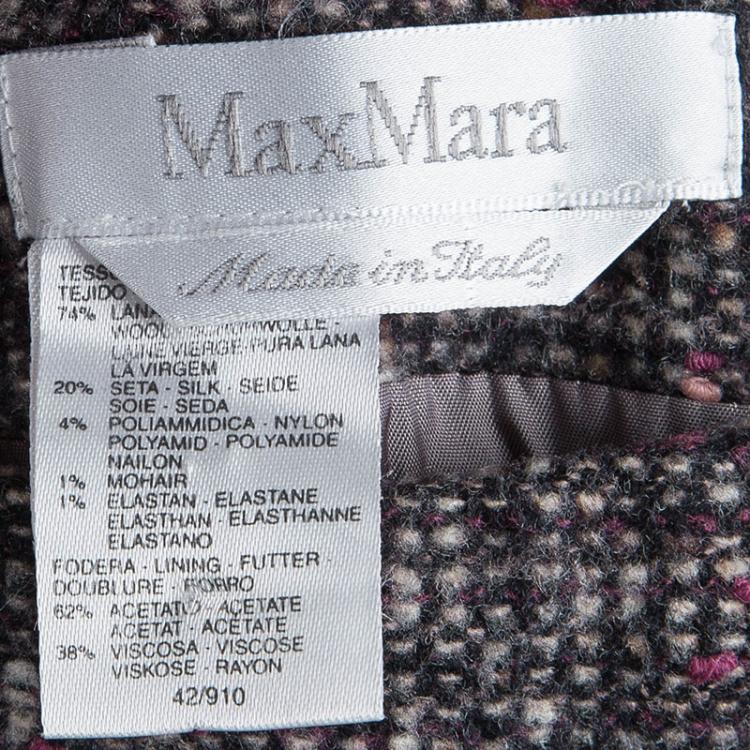 Pre Owned Max Mara Multicolor Textured Wool Skirt S