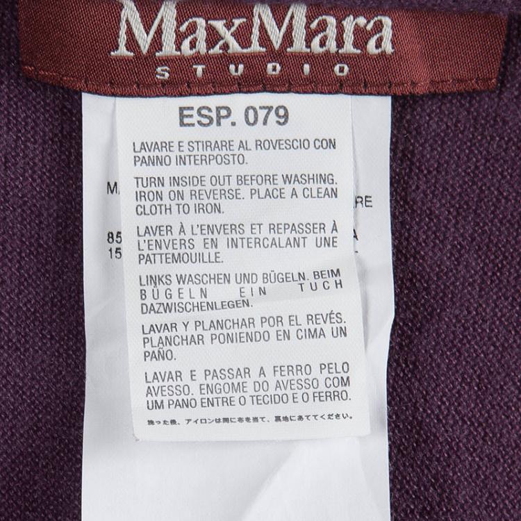 Pre Owned Max Mara Purple Cashmere High Low Tie Detail Cardigan M