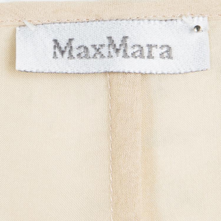 Pre Owned Max Mara Beige Silk Triangular Ruffle Detail Wrap Blouse M