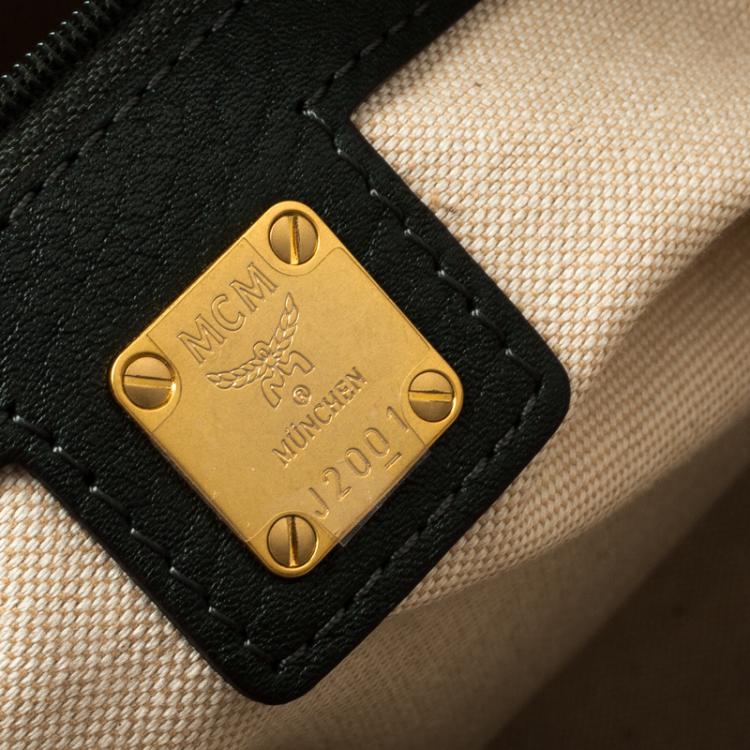 مملوكة مسبقًا MCM Cognac Coated Canvas Calfhair Detailed Tote