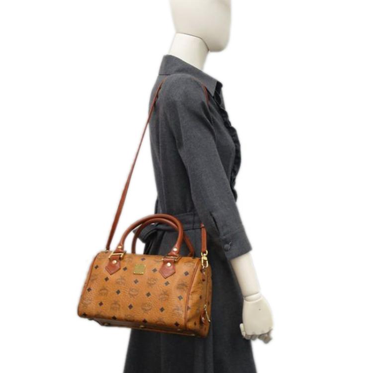 Pre Owned MCM  Brown Conyac Visetos Boston Bag 
