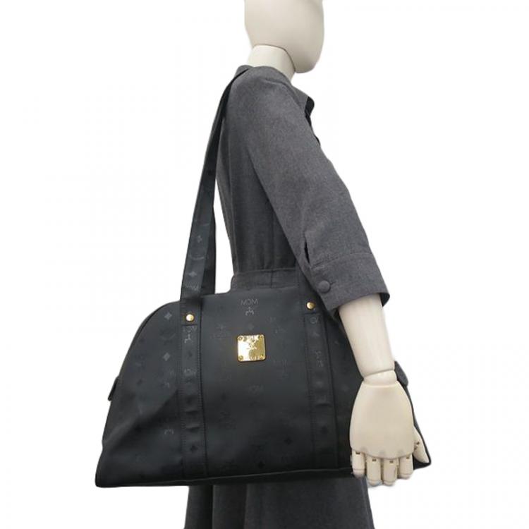 Black MCM Visetos Nylon Shoulder Bag