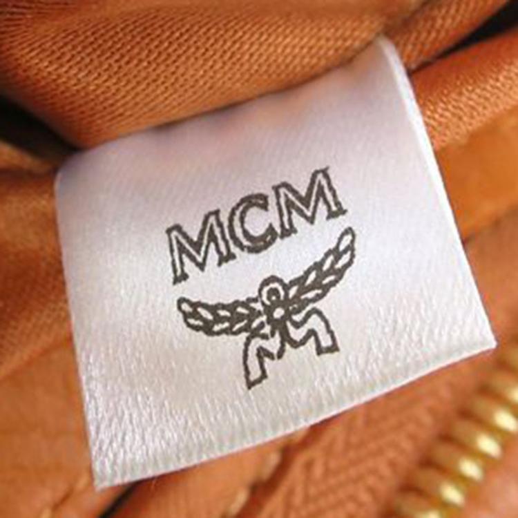 Pre Owned MCM Cognac Visetos Coated Canvas Heritage Zip Up Crossbody Bag