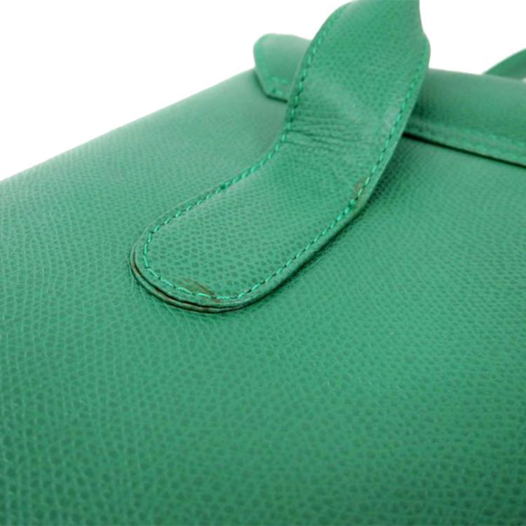 Pre Owned MCM Green Leather Flap Top Handle Bag
