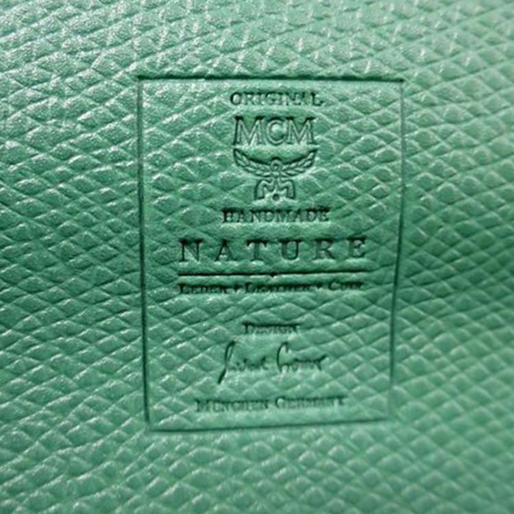 Pre Owned MCM Green Leather Flap Top Handle Bag