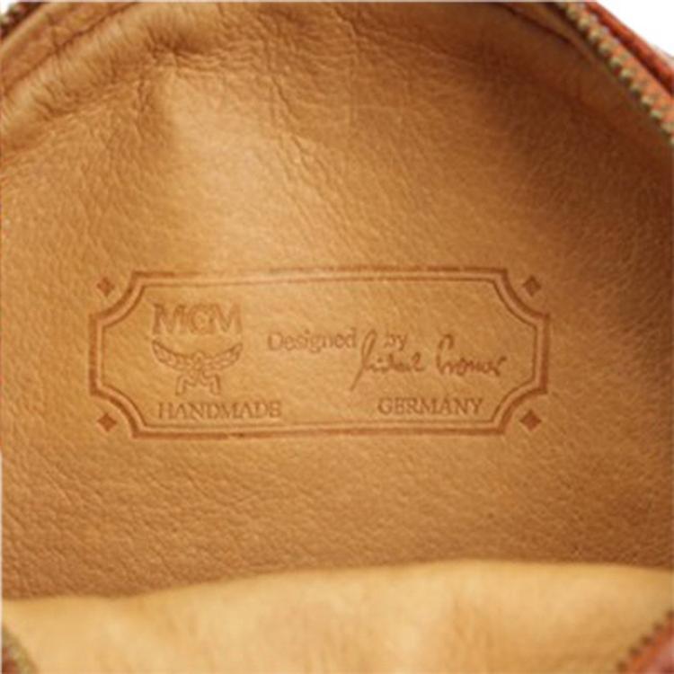 Pre Owned MCM Cognac Visetos Coated Canvas Shoulder Bag