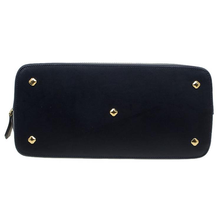 مملوكة مسبقًا MCM White Leather Heritage Logo Bowler Bag