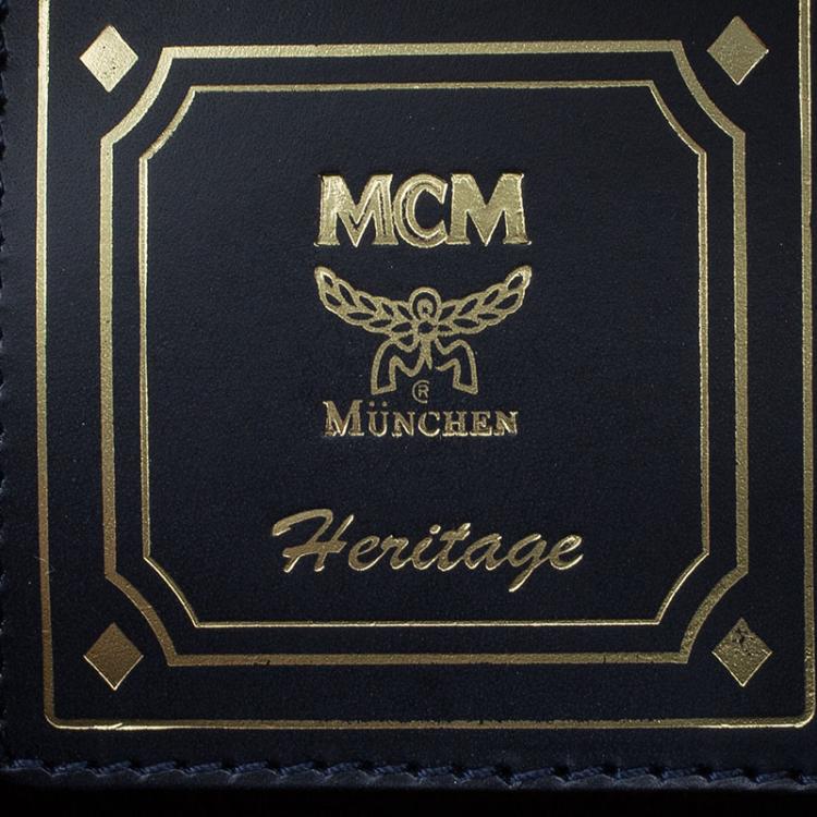 مملوكة مسبقًا MCM White Leather Heritage Logo Bowler Bag