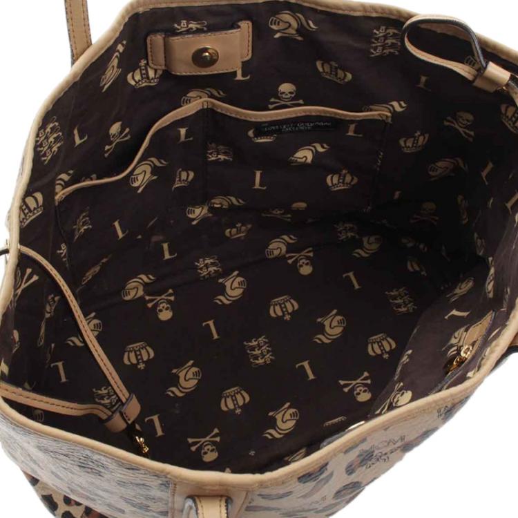 Pre Owned MCM Brown Visetos Coated Canvas Leopard Print Shopper Tote