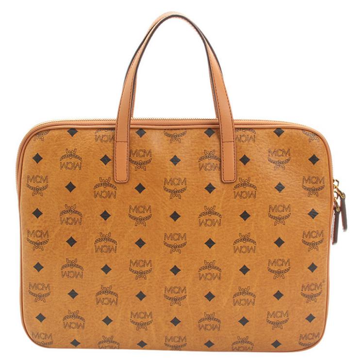 Pre Owned MCM Cognac Visetos Coated Canvas Business Briefcase