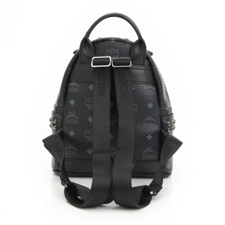 Pre Owned MCM Black Visetos Coated Canvas Small Stark Backpack