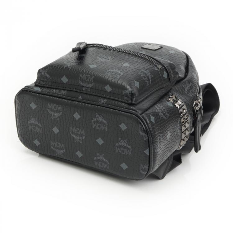 Pre Owned MCM Black Visetos Coated Canvas Small Stark Backpack