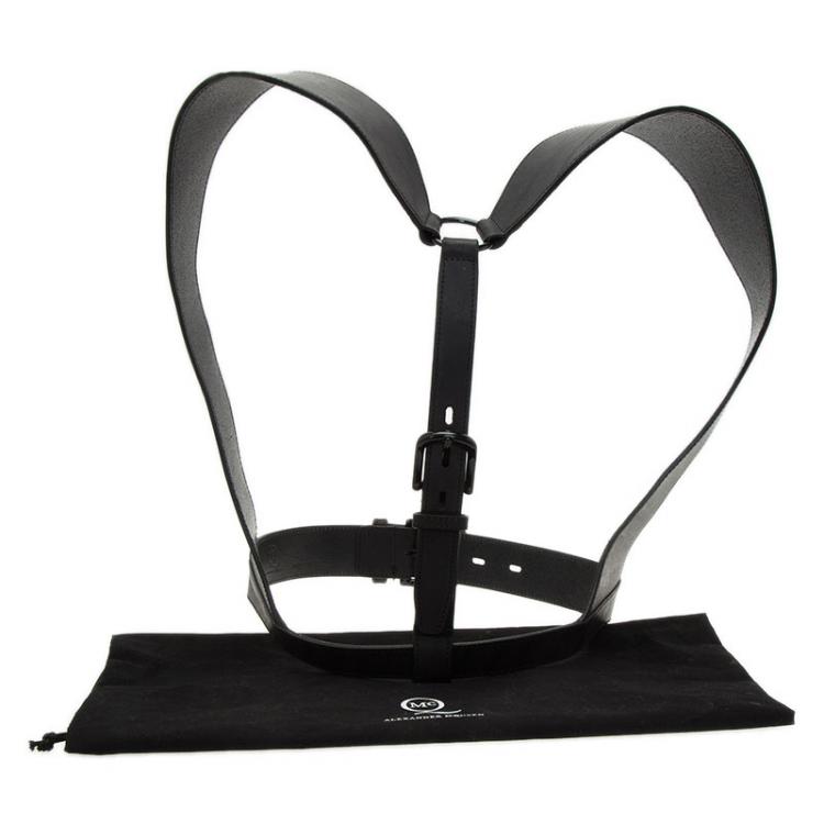 Pre Owned McQ by Alexander McQueen Black Leather Harness Belt Size S 