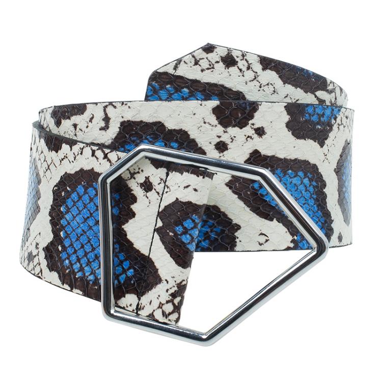 Pre Owned McQ by Alexander McQueen Python Hex Buckle Belt