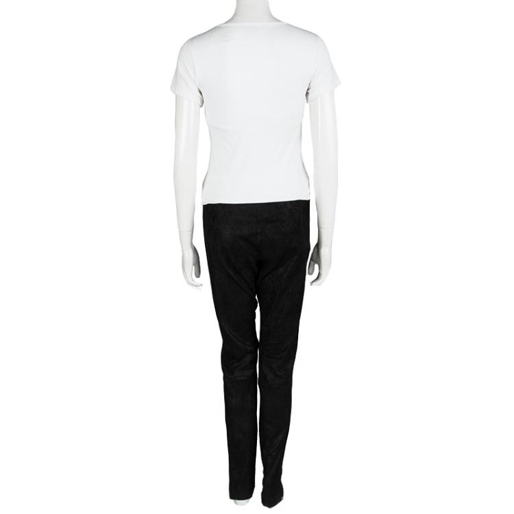 Pre Owned McQ by Alexander McQueen Black Lambskin Suede Elasticized Waist Pants M