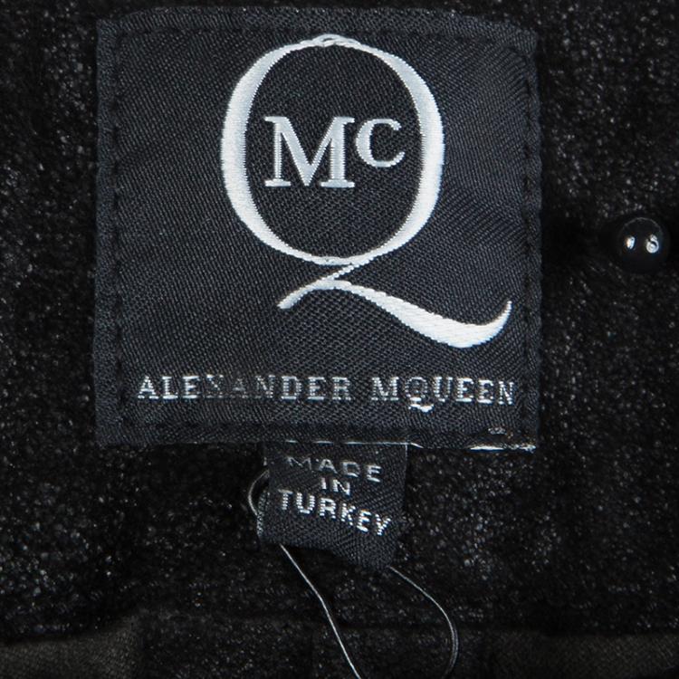 Pre Owned McQ by Alexander McQueen Black Lambskin Suede Elasticized Waist Pants M