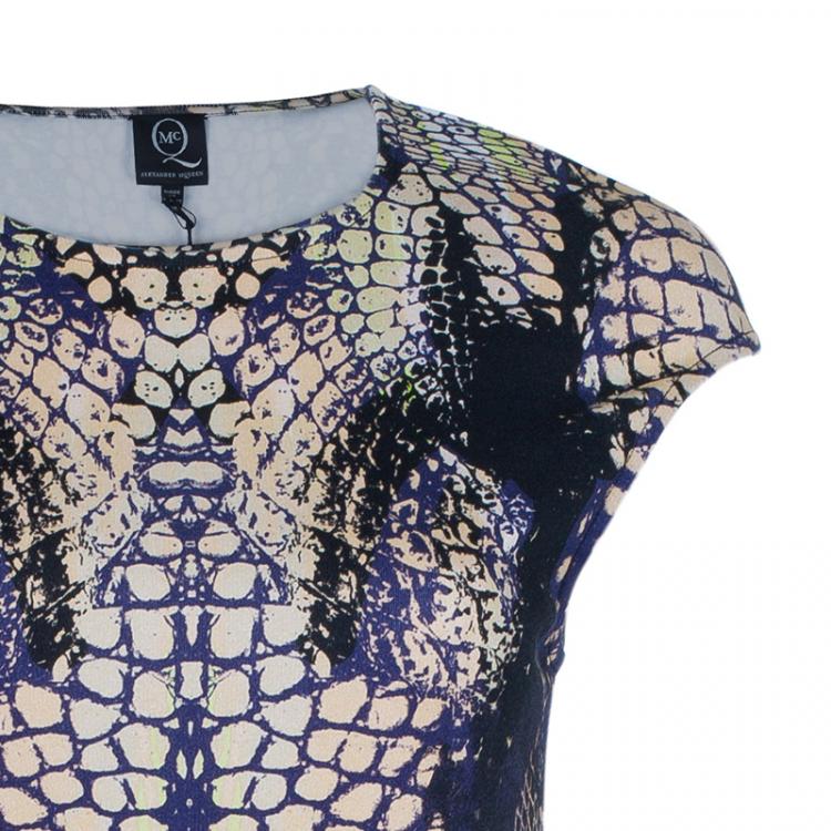 مملوكة مسبقًا McQ By Alexander McQueen Crocodile Cap Sleeve Dress M