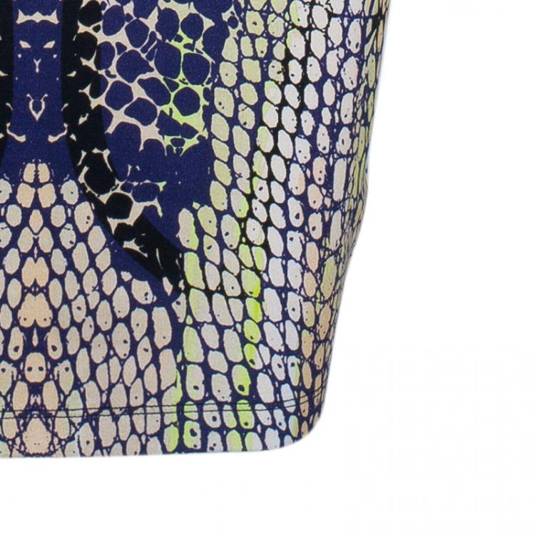 مملوكة مسبقًا McQ By Alexander McQueen Crocodile Cap Sleeve Dress M