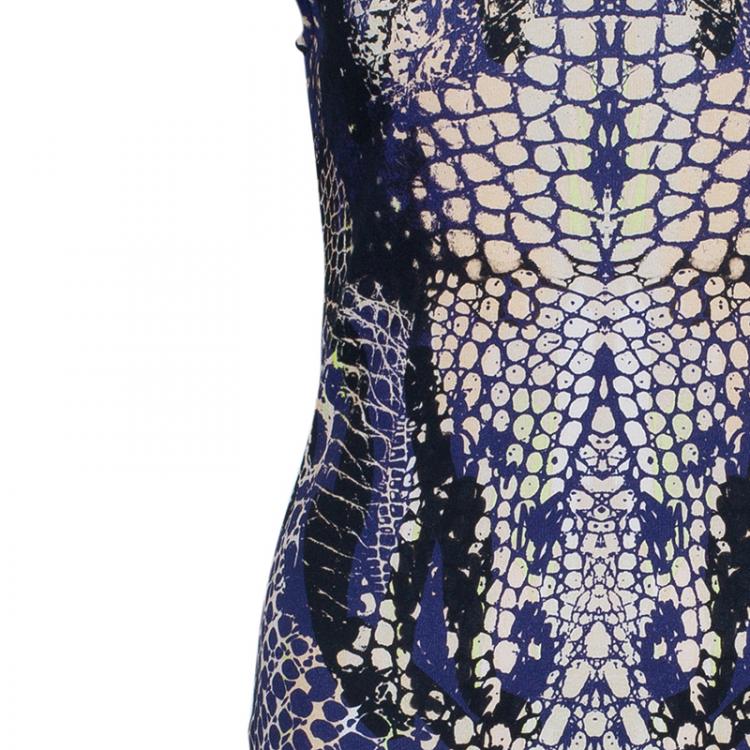 مملوكة مسبقًا McQ By Alexander McQueen Crocodile Cap Sleeve Dress M