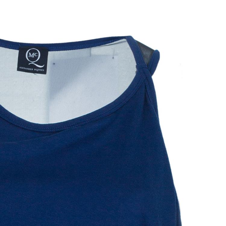 Pre Owned McQ By Alexander McQueen Mesh Inset Asymmetrical Dress L