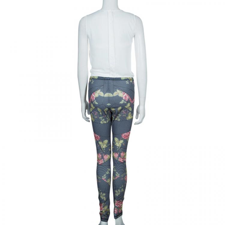 Pre Owned McQ by Alexander McQueen Lycra Rose Kaleidoscope Leggings XL