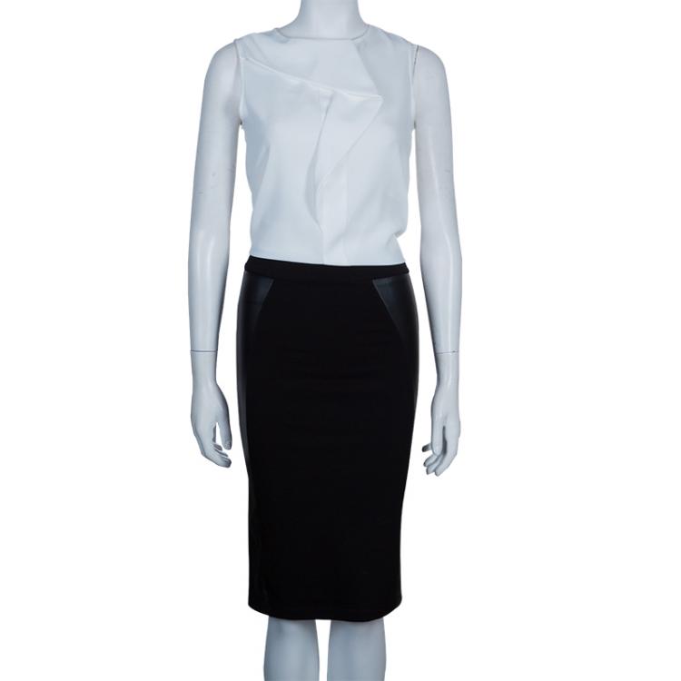 Pre Owned McQ by Alexander McQueen Black Leather Panel Skirt S